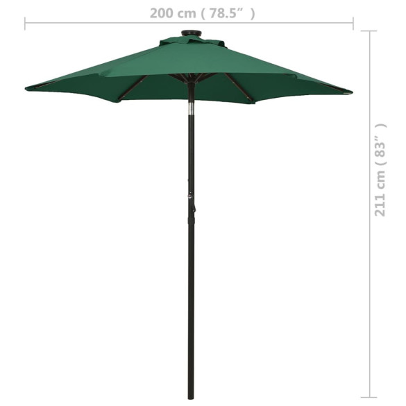 Umbrelă Solară cu LED Verde - Protecție UV și Iluminare