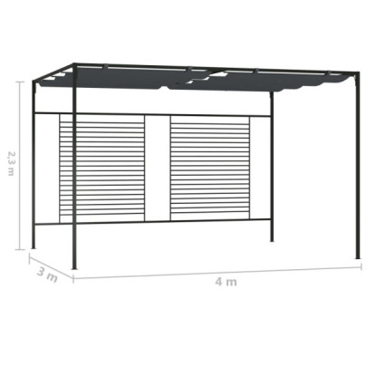 Pavilion Retractabil 4x3m Antracit - Acoperiș Extensibil
