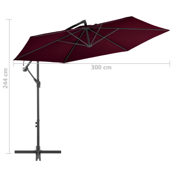 Umbrelă suspendată roșu bordo 300cm | Livrare gratuită