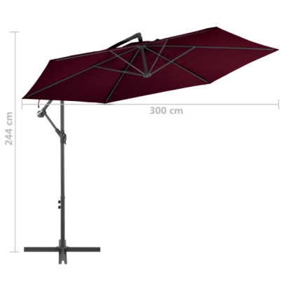 Umbrelă suspendată roșu bordo 300cm | Livrare gratuită