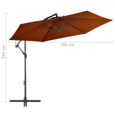 Umbrelă în Consolă Aluminiu 300 cm - Cărămiziu | Livrare Gratuită