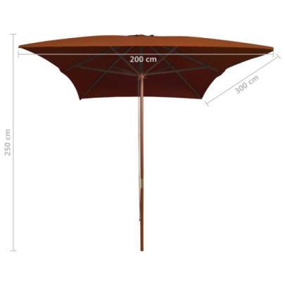 Umbrelă de soare lemn cărămiziu 200x300 cm - Livrare gratuită