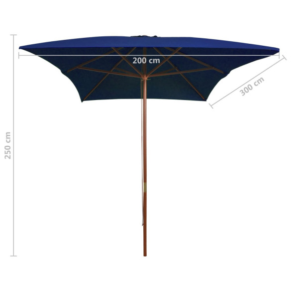 Umbrelă de soare lemn - Albastru 200x300 cm - Livrare Gratuită