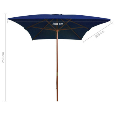 Umbrelă de soare lemn - Albastru 200x300 cm - Livrare Gratuită
