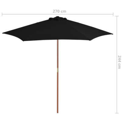 Umbrelă Soare Grădină Lemn Natural - 270 cm | Livrare Gratuită