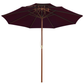 Umbrelă soare dublă lemn roșu bordo 270 cm - Livrare gratuită 2