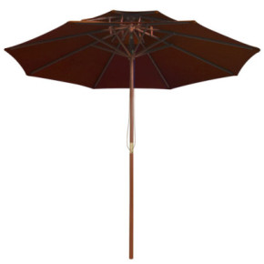 Umbrelă de soare dublă din lemn - 270 cm - Cărămiziu 2
