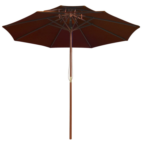 Umbrelă de soare dublă din lemn - 270 cm - Cărămiziu
