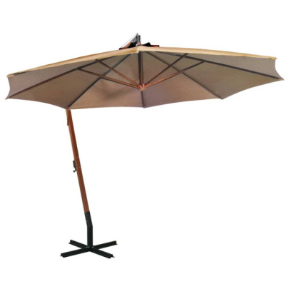 Umbrelă suspendată gri taupe 3,5x2,9 m - Lemn brad