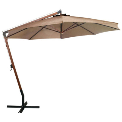 Umbrelă suspendată gri taupe 3,5x2,9 m - Lemn brad