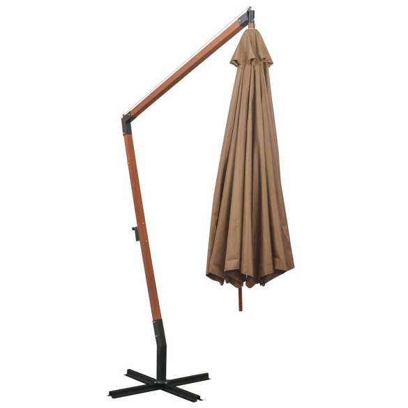 Umbrelă suspendată gri taupe 3,5x2,9 m - Lemn brad