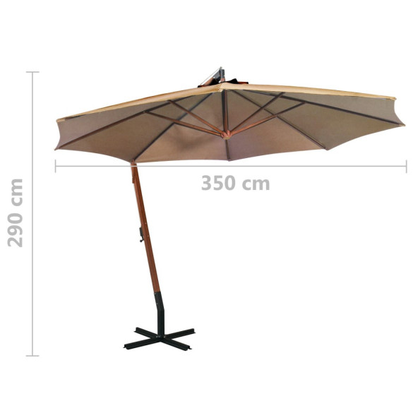 Umbrelă suspendată gri taupe 3,5x2,9 m - Lemn brad