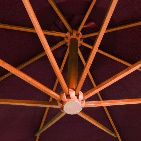 Umbrelă suspendată cu stâlp - roșu bordo - 3,5x2,9 m - lemn brad Umbrelă suspendată cu stâlp - roșu bordo - 3,5x2,9 m - lemn brad
