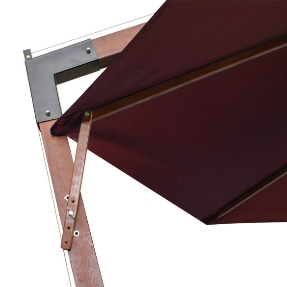 Umbrelă suspendată cu stâlp - roșu bordo - 3,5x2,9 m - lemn brad Umbrelă suspendată cu stâlp - roșu bordo - 3,5x2,9 m - lemn brad