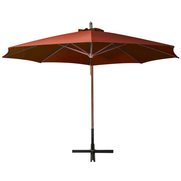 Umbrelă Consolă Cărămizie 3,5x2,9 m - Lemn Natural