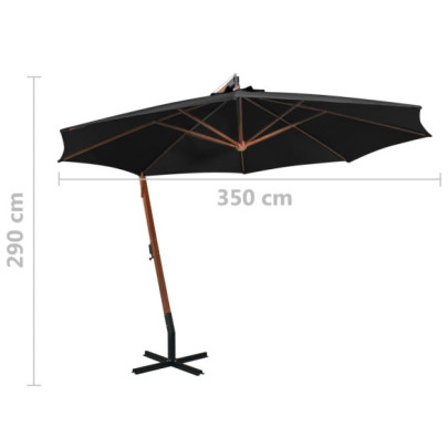 Umbrelă suspendată grădină 3.5x2.9m - Lemn brad | Livrare gratuită