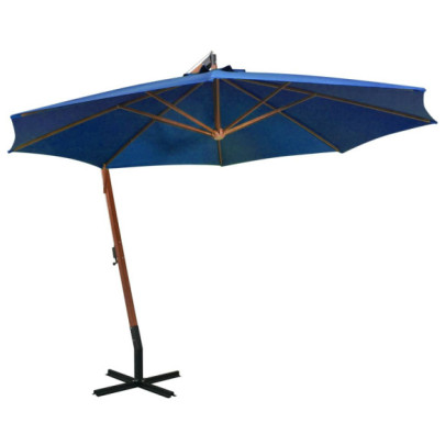 Umbrelă Consolă Azuriu 3,5x2,9 m - Lemn Brad - Livrare Gratuită