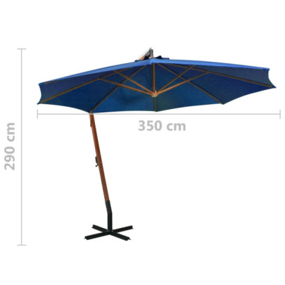 Umbrelă Consolă Azuriu 3,5x2,9 m - Lemn Brad - Livrare Gratuită
