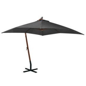 Umbrelă suspendată grădină 3x3m antracit - Lemn masiv