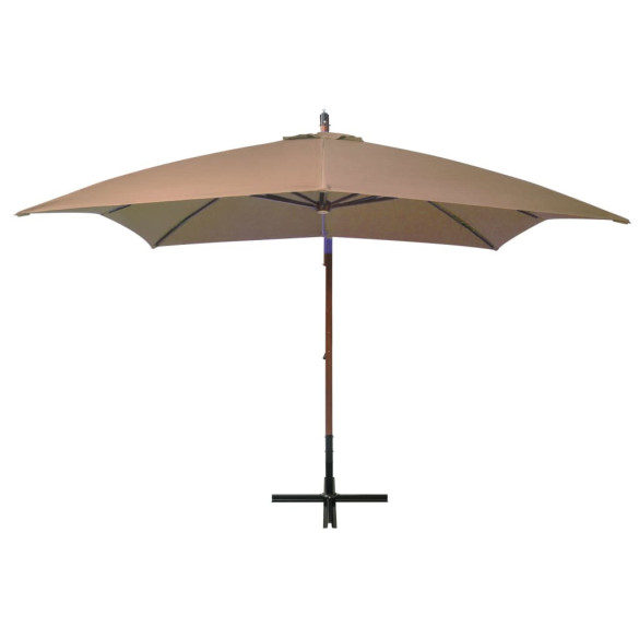 Umbrelă suspendată gri taupe 3x3 m lemn masiv de brad Umbrelă suspendată gri taupe 3x3 m lemn masiv de brad