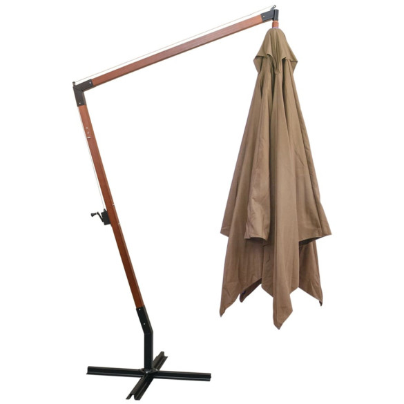 Umbrelă suspendată gri taupe 3x3 m lemn masiv de brad Umbrelă suspendată gri taupe 3x3 m lemn masiv de brad