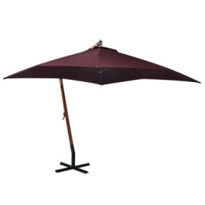 Umbrelă suspendată grădină 3x3 m lemn masiv brad bordo