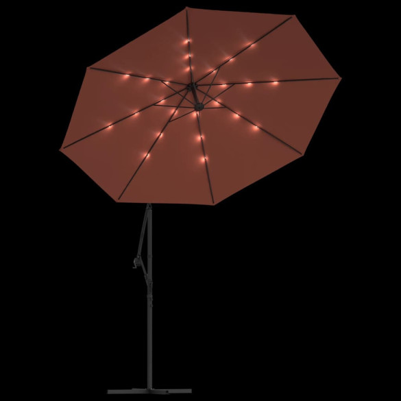 Umbrelă Consolă cu LED-uri Solare | Protecție UV | Cărămiziu