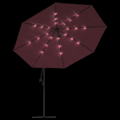Umbrelă Grădină LED Consolă Roșu Bordo 350 cm | Livrare Gratuită