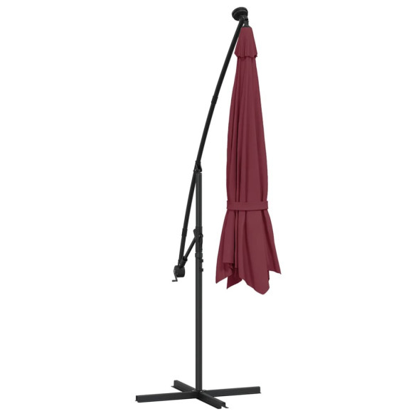 Umbrelă Grădină LED Consolă Roșu Bordo 350 cm | Livrare Gratuită