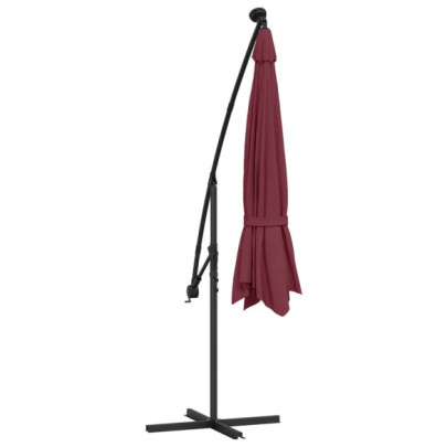 Umbrelă Grădină LED Consolă Roșu Bordo 350 cm | Livrare Gratuită