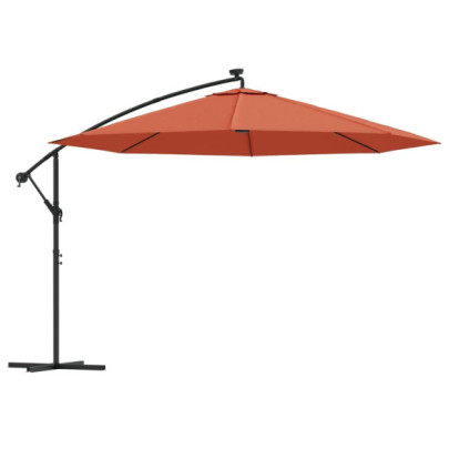 Umbrelă Grădină LED Consolă 350 cm - Cărămiziu | Livrare Gratuită