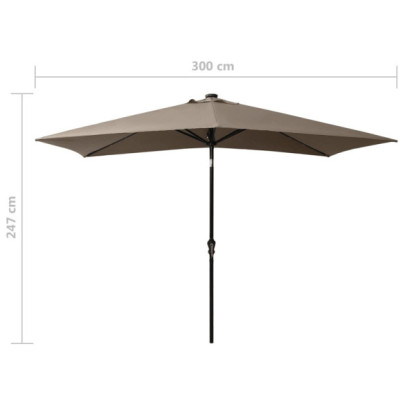 Umbrelă de soare cu LED-uri și panou solar - 2x3 m