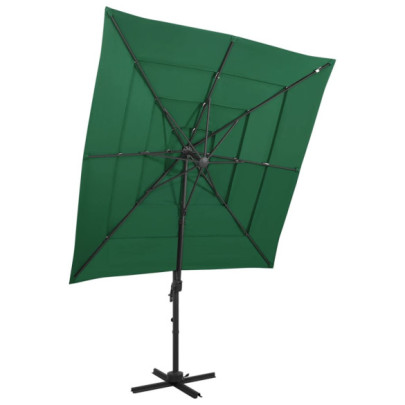Umbrelă Soare 4 Niveluri - Aluminiu - Verde - 250x250 cm