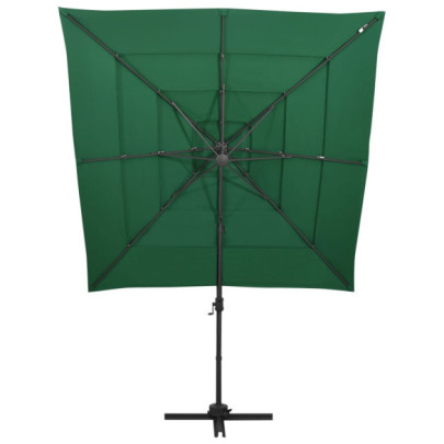Umbrelă Soare 4 Niveluri - Aluminiu - Verde - 250x250 cm