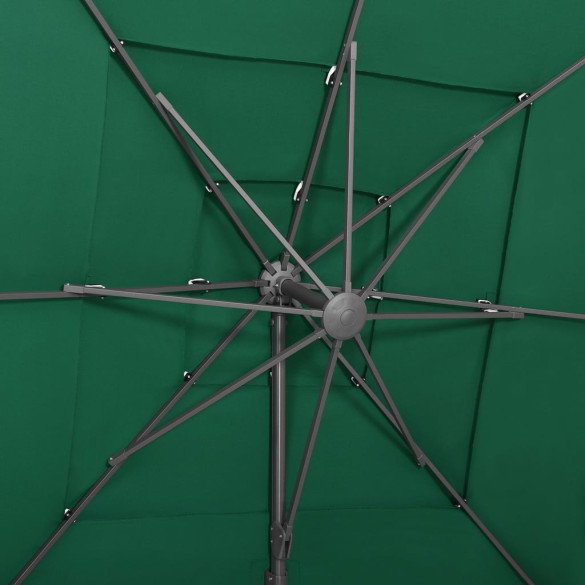 Umbrelă Soare 4 Niveluri - Aluminiu - Verde - 250x250 cm