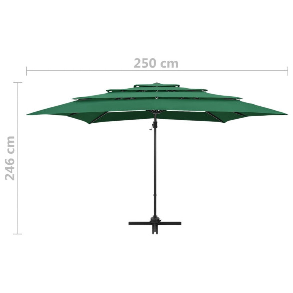 Umbrelă Soare 4 Niveluri - Aluminiu - Verde - 250x250 cm