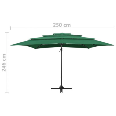 Umbrelă Soare 4 Niveluri - Aluminiu - Verde - 250x250 cm