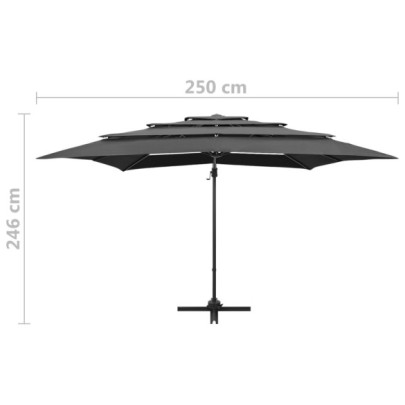 Umbrelă de soare 4 niveluri - Aluminiu Antracit 250x250 cm