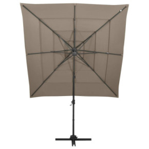 Umbrelă de soare 4 niveluri, aluminiu, gri taupe, 250x250 cm 2