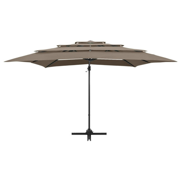 Umbrelă de soare 4 niveluri, aluminiu, gri taupe, 250x250 cm