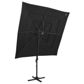 Umbrelă Soare 4 Niveluri - Aluminiu Negru 250x250 cm