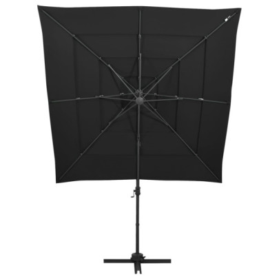 Umbrelă Soare 4 Niveluri - Aluminiu Negru 250x250 cm