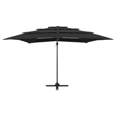 Umbrelă Soare 4 Niveluri - Aluminiu Negru 250x250 cm