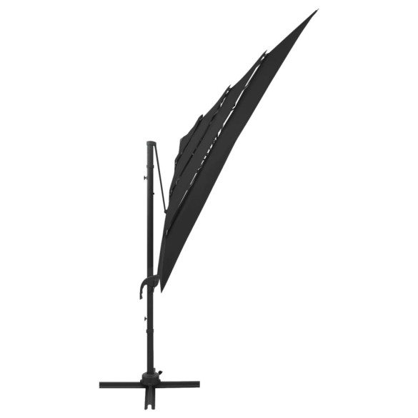 Umbrelă Soare 4 Niveluri - Aluminiu Negru 250x250 cm Umbrelă Soare 4 Niveluri - Aluminiu Negru 250x250 cm