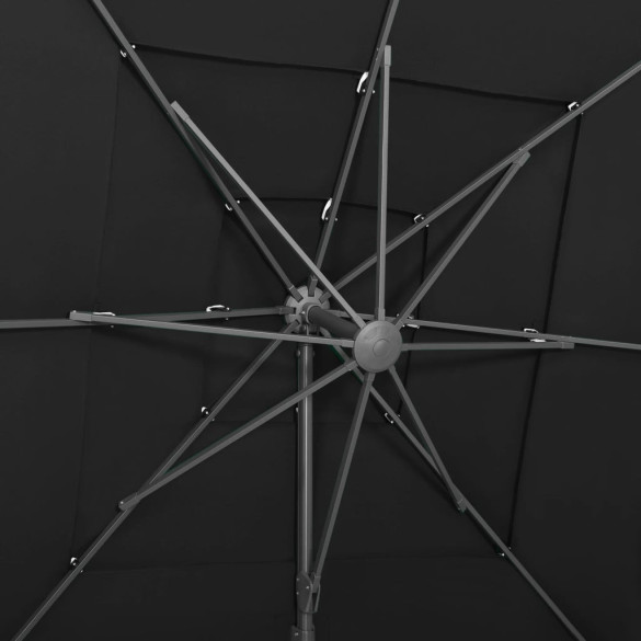 Umbrelă Soare 4 Niveluri - Aluminiu Negru 250x250 cm Umbrelă Soare 4 Niveluri - Aluminiu Negru 250x250 cm
