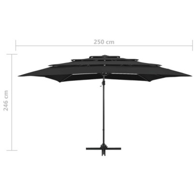 Umbrelă Soare 4 Niveluri - Aluminiu Negru 250x250 cm