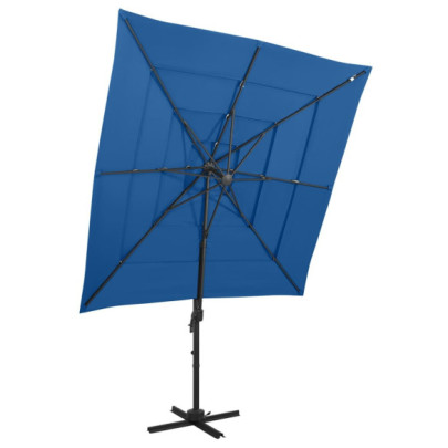 Umbrelă 4 niveluri albastru azur | Protecție UV | Livrare gratuită