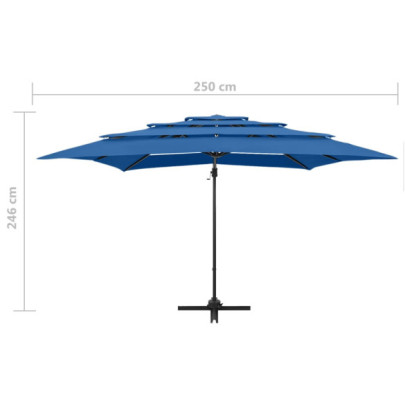 Umbrelă 4 niveluri albastru azur | Protecție UV | Livrare gratuită