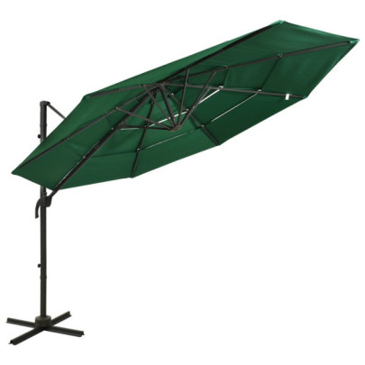 Umbrelă Soare 4 Niveluri | Aluminiu | 3x3m | Verdelui
