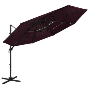 Umbrelă Soare 4 Niveluri Roșu Bordo | Protecție UV